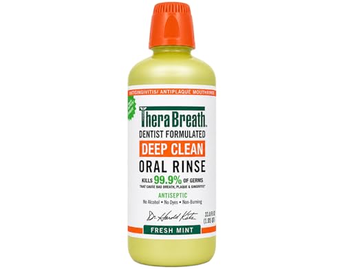 TheraBreath Deep Clean Antiseptic Mouthwash Fresh Mint 33.8 Ounce