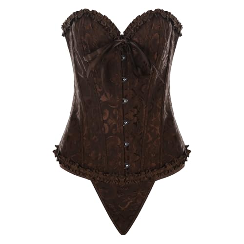 Zanisouta Corsé sexy para mujer, con cordones, para Halloween, disfraz vintage, corsé de vampiro, corsé de hueso, carnaval con hombros descubiertos, disfraz gótico, O Café., XXXXL