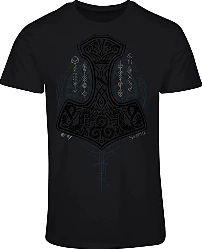 Maglietta Vichinga da Uomo: Mjölnir - Martello di Thor - Fitness T-Shirt - Regalo Vichingo - Abbigliamento, Nero, XXXXL