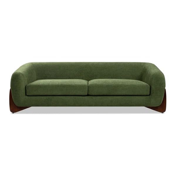 Image of Boucle Upholstered 3-Seater Sofa and Loveseat Olive Green