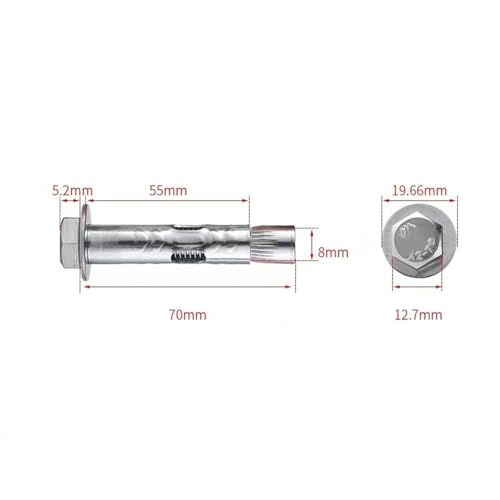 Image of 5Pcs M8*70mm Expansion Screw Bolts Stainless Steel Anchor Bolts for Wall