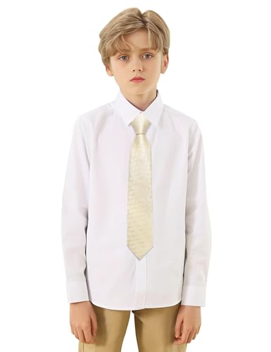 Image of Barry.Wang Boys Ties School Pre-Tied Kids Necktie Handkerchief Clip Set Uniforms Child Ties for 8-14 Years Wedding Party