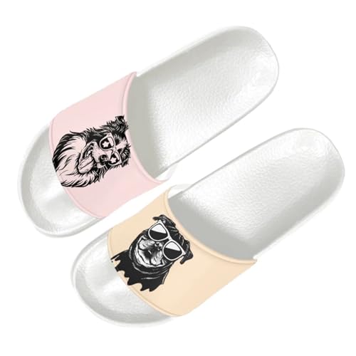Slide Sandals Slippers for Women and Men, Cozy PU Uppers EVA Sole Non Slip Quick Drying Shower Shoes Bathroom Office2