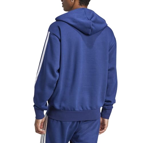 Image of adidas Mens Essentials Three Stripes Fleece Hoodie Athletic Outerwear Casual - Green
