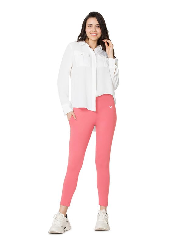 Image of VSTAR PL02 Women Ankle Length Stretchable Slim Fit Leggings with Secured Side Pocket | Moisture-Wicking | Soft Waistband & Cotton-Elastane Fabric