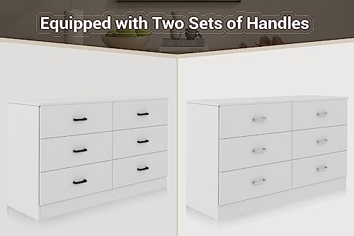 Bigbiglife Wood Dresser For Bedroom, 6 Drawer Double Dresser With Metal Handles, Sturdy And Modern Chest Of Drawers (White) #TOP6