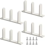 Nkiy Quen 4 Pack Siding Closet Door Floor Guide-Universal ABS Sliding Door Bottom Guide Fit for 1-3/8' Thick Door-White Closet Door Guides for Cabinet Floor with Screws