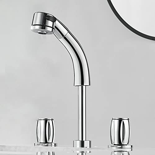Robinets à 3 trous pour lavabo de salle de bains chrome