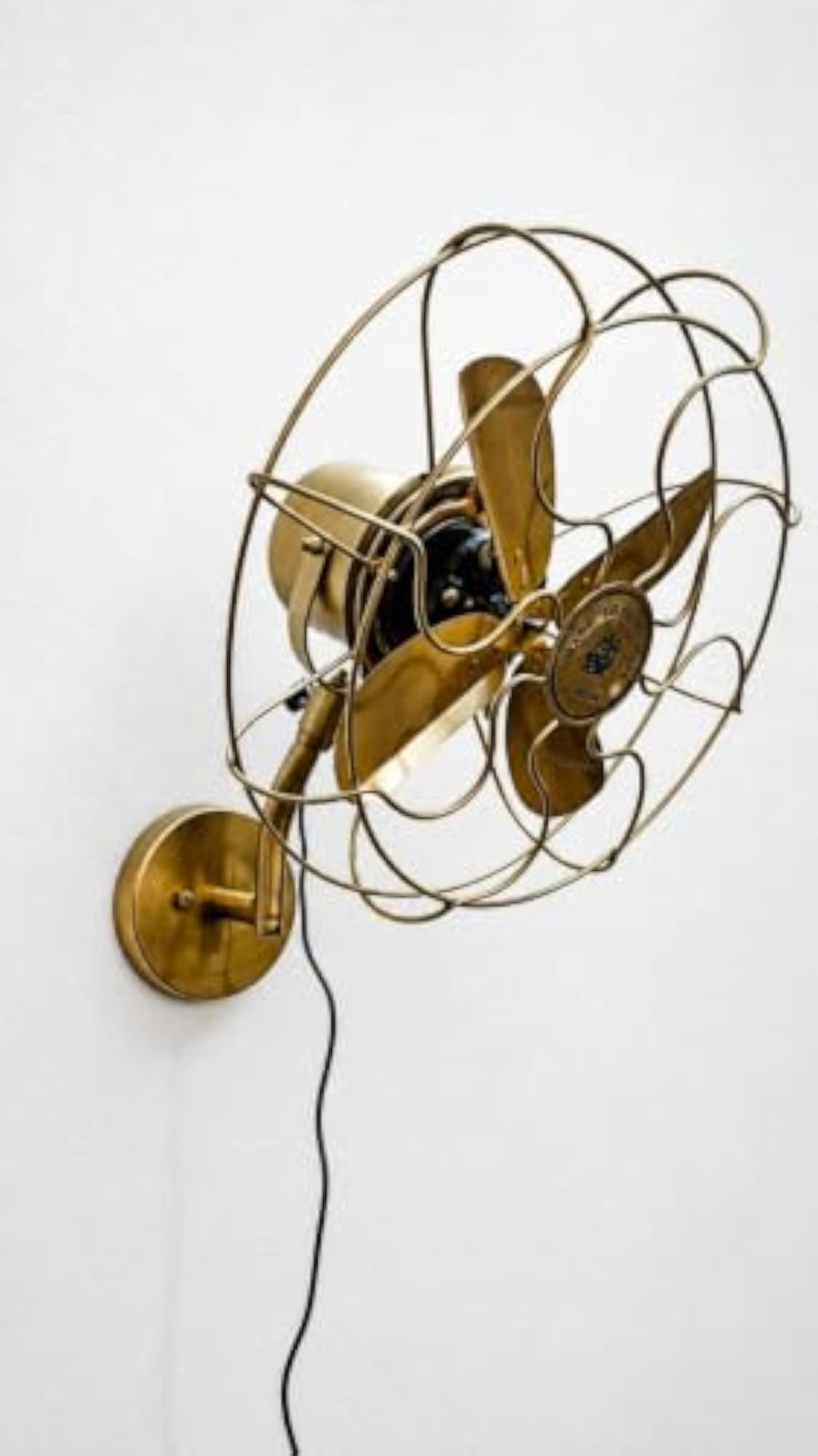 Vintage Royal Navy Wall Mounted Fan, Antique Brass Finish