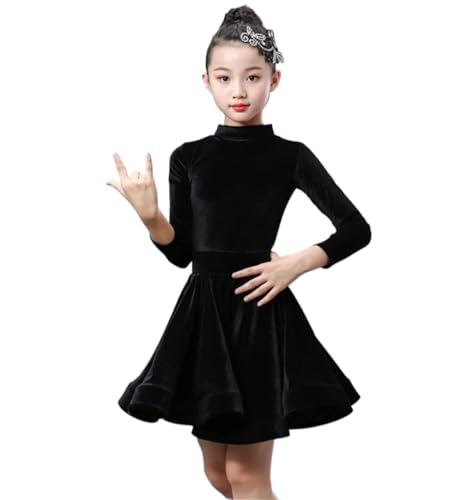 Vestido de Niña para Bailar Vestidos de Baile Latino para Niñas Manga Larga Salsa Tango Disfraz de Baile para Niños Disfraces de Práctica de Salón Moderno