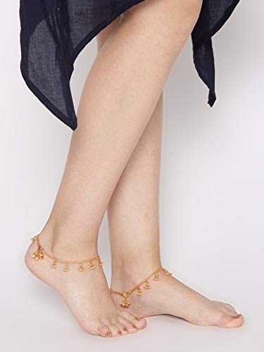 Brass Stylish Moti Anklet, Everyday Wear
