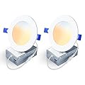 Veriligt 2 Pack 4 Inch 5CCT LED Recessed Light, Silm Canless Recessed Lighting, Dimmable, Damp Rated, 2700K-5000K Selectable, Wafer Ceiling Downlight with Junction Box, 750LM, 9W 120V, ETL&FCC