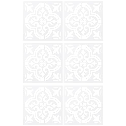 Youbones 6 PièCes SéRies DIY Peinture 30X30 Cm Vintage Fleur Motif Pochoirs Modèle pour Carrelage Mur Plancher Meubles Peinture DéCorative