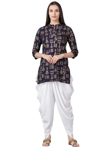 Image of Women Rayon Straight Golden Foil Printed Kurta with Palazzo || Kurti with Palazzo Set for Casual Party & Festival Wear in Round Neck with 3 /4 Sleeve for Girls