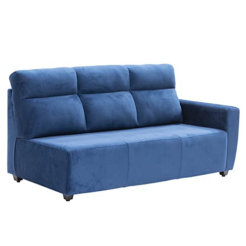 Image of Wakefit Sofa Set | 3 Year Warranty | Sofa 3 Seater, 3 Seater Sofa for Living Room, Wooden Sofa Set, 3 Seater + Left Aligned, Sofa for Living Room - Belize(Fabric-Velvet : Blue)