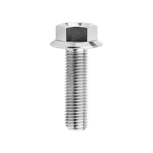 Image of Ti Screws M10 x 20 25 30 35 40 45 50 55 60 65 70 75 80 90 100mm 1.25 Pitch Titanium Flange Hex Bolt Pack of 4 (Silver, M10x35mm)