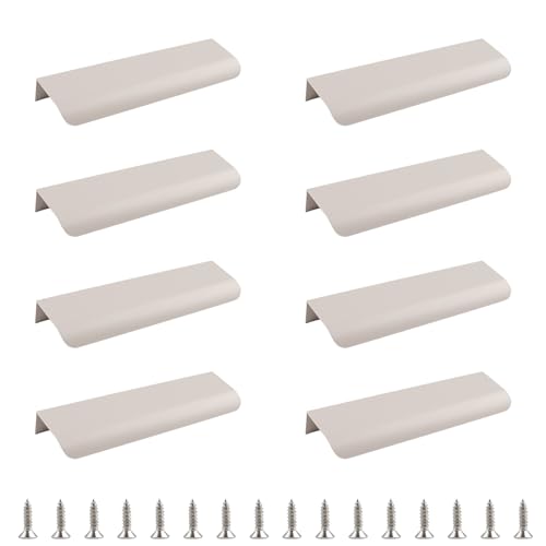 MOROBOR Lot de 8 poignées à embouts en aluminium pour tiroirs, poignées de placard modernes cachées pour commodes, tables de chevet et portes, 150 mm/Gris...