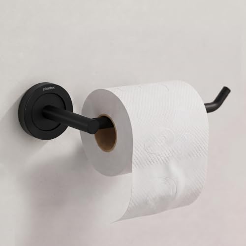 Image of Plantex Stainless Steel Black Powder Coating Bathroom Toilet Paper Holder /Toilet Tissue Holder for Washroom /Kitchen /Bathroom Accessories (Black)