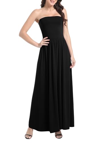 Urban CoCo Summer Strapless Ruched Maxi Dress for Women Sleeveless A Line Flowy Party Wedding Guest Long Dresses4
