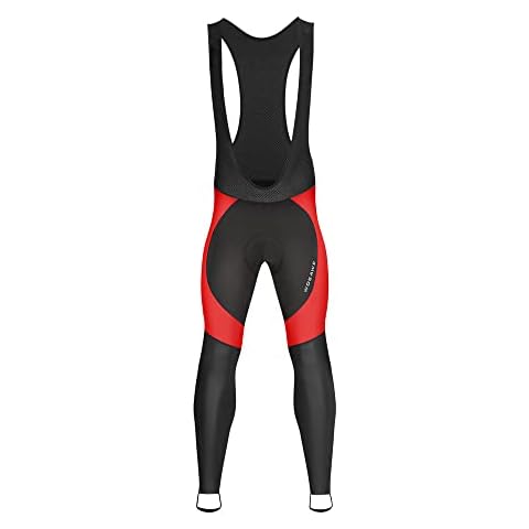 WOSAWE Herren Thermo-Latzhose, für den Winter, mit Steigbügel-Kompressions-Leggings, 4D, gepolstert - Rot - M (Taille 32/34" Höhe 65/67" Gewicht 54.8/63.9 kgs) Cover