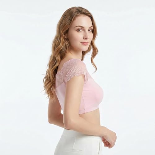 Image of DRESHOW Lace Bralette Tank Tops Wireless Bra Lace Crop Top Removeable Pads Yoga Sports Bra Undershirt for Women & Teens