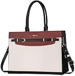 MOSISO Laptop Bag for Women, 15.6 inch Laptop Tote Bag, Waterproof Leather Decorative Buckle Work Bag, Large Capacity Computer Briefcase Handbag Shoulder Bag for Teacher Office Travel, Black