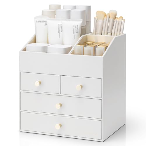 Vlando Large PU Leather Makeup Organizer with Drawers
