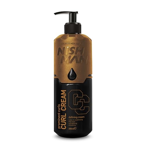 NISHMAN Curl Cream for Men 200ml Defining Hair Cream for Curly & Wavy Hair - Leave-In Conditioning Styling Product - Anti-Frizz Smoothing Cream for Prominent Curls