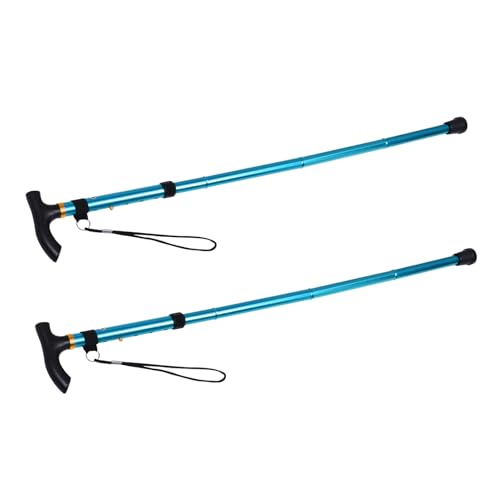 Imagen de POPETPOP 2 Piezas Bastones Senderismo Plegables de Aleación de Aluminio Ajustables Unidades Antideslizantes y Resistentes para Trekking Senderismo Viaje y Camping Palos de para Hombres y