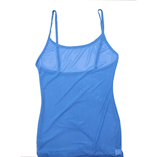Image of Suillty Women Mesh Sheer Spaghetti Strap Long Maxi Dress Sexy Sleeveless Backless Beach Swimsuit Cover Ups Party Club Dresses