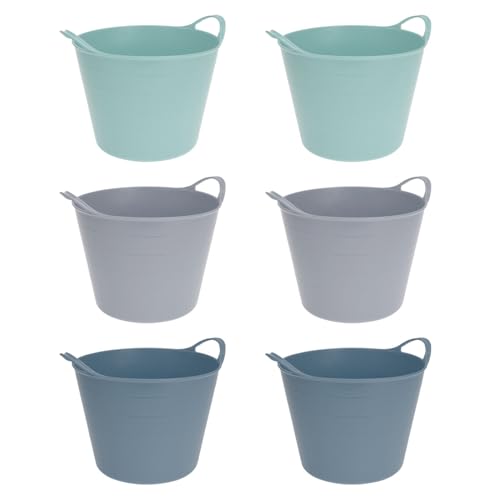 6 cestas de plástico flexible de 7 l, con asas, cesta flexible, cesta de transporte, cesta multiusos