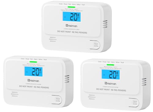 Heiman-Carbon-Monoxide-Detectors-Low-Level-Digital-Display-CO-Alarm-3-Pack Heiman Carbon Monoxide Detectors, Low-Level Digital Display CO Alarm 3 Pack - Image 1