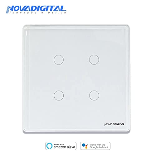 Interruptor 4 E 6 Botões Branco Touch Wi-fi Rf 433mhz Premium Padrão 4x4 (4 BOTÔES BRANCO)