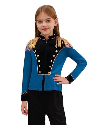 Boys Girls Marching Band Majorette Uniforms Tassels Long Sleeve Velvet Drum Major Jacket Circus Coat