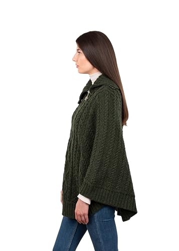 Image of SAOL Ireland Ladies 100% Merino Wool Cowl Neck Zipper Poncho