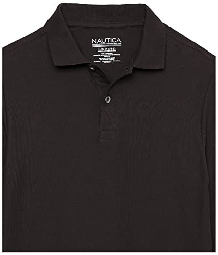Image of Nautica Boys' School Uniform Long Sleeve Polo Shirt, Button Closure, Comfortable, Breathable Fabric