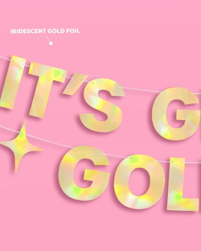 Image of xo, Fetti It's Giving Golden Banner - Gold Foil | 6 Ft. | Birthday Sign, Bachelorette Party Background, Metallic Bday Decorations