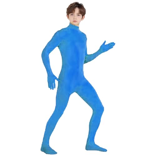 Suit Kids Superhero Costume Fancy Dress Full Body Jumpsuit with Mask Blue