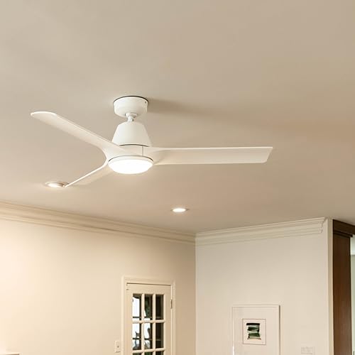 Image of Hunter 52 inch Aeronaut Outdoor Smart Ceiling Fan, LED Light, Remote, White