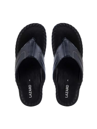 Image of Lazard by Khadim's Synthetic Leather PVC Sole Navy Slip-Ons for Men