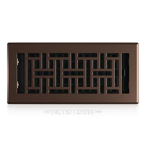 Decor Grates AJH410-RB Oriental Floor Register, 4x10 Inches, Rubbed Bronze Finish