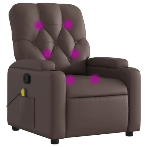 Emmtore Sillón de Masaje reclinable Cuero sintético marrón Relax sillón