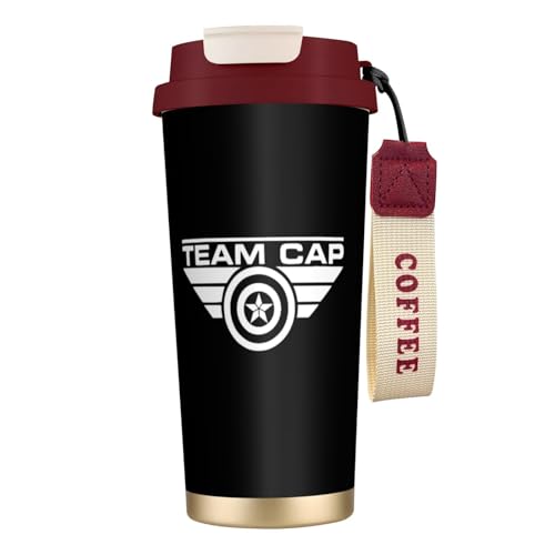 魔法瓶 キャプテン・アメリカ ストローカップ 保温/保冷ボトル 水筒 ウォーターボトル タンブラー ワンタッチオープン スポーツボトル マグボトル まほうびん 軽量 漏れ防止 500ml 大容量 真空断熱ポット 316ステンレス鋼 二重構造 直飲み