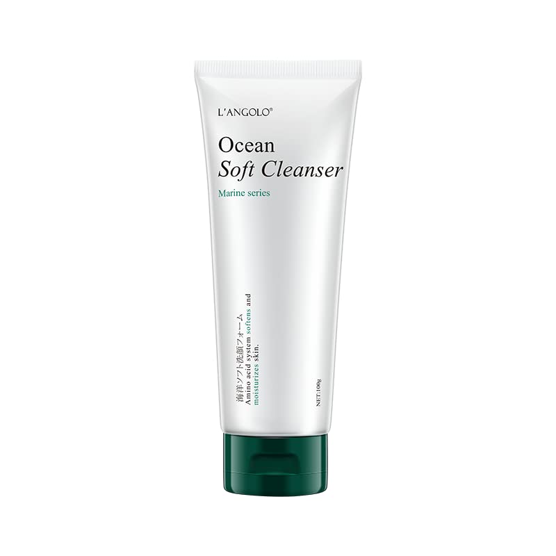 L'ANGOLOOcean Soft Cleanser 100g, Effectively Clean Skin, No Tightness, Ceramide, Amino Acid System, Algae Extract, Anti-Wrinkle, Anti-Aging, Moisturizing & Hydrating, Delicate & Smooth Skin