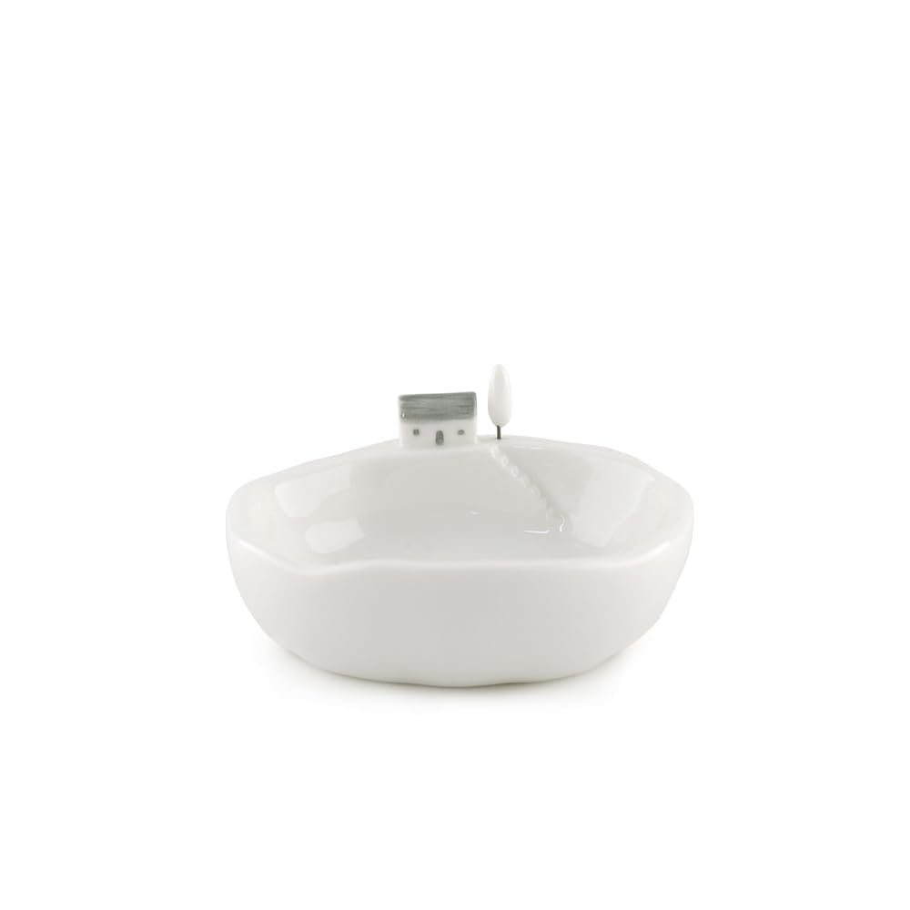 East of India Little Houses on the Bowl Decorative Small Home Storage Dish - Lakeside