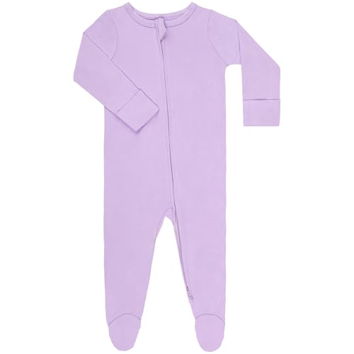 Image of Baby Footed Pajamas Girl, Long Sleeve Sleeper with Mitten Cuffs 3-6 Months Purple