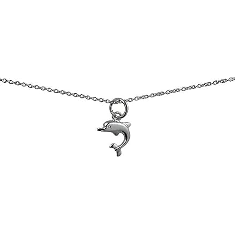 Silver 11x11mm Dolphin Pendant with a 1mm wide rolo Chain 16 inches Only Suitable for Children Cover