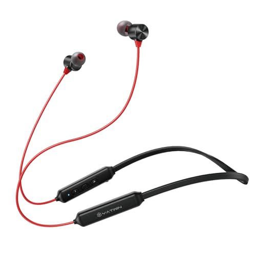 YATWIN Auriculares deportivos Bluetooth in-ear, Bluetooth 5.0, auriculares deportivos con 16 horas de sonido HiFi, IPX7, impermeables, magnéticos, ultraligeros, con cancelación de ruido, micrófono