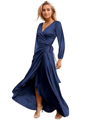 Petyoo Navy Blue Satin Bridesmaid Dress Size 14