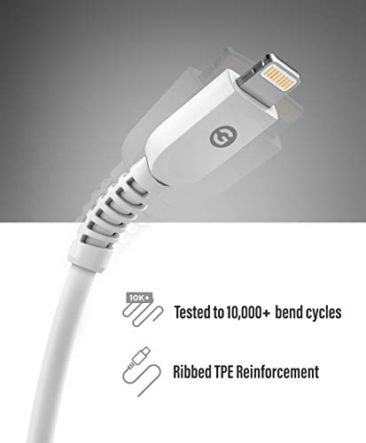 GALVANOX iPhone 12/13, iPhone 14 Charger Cables (USB C to Lightning) 2 Pack (3ft & 5ft) Apple MFi Certified Cords for iPhone 11/12/13/14 Pro Max (Supports PD Fast Charging) White - Thumbnail 3